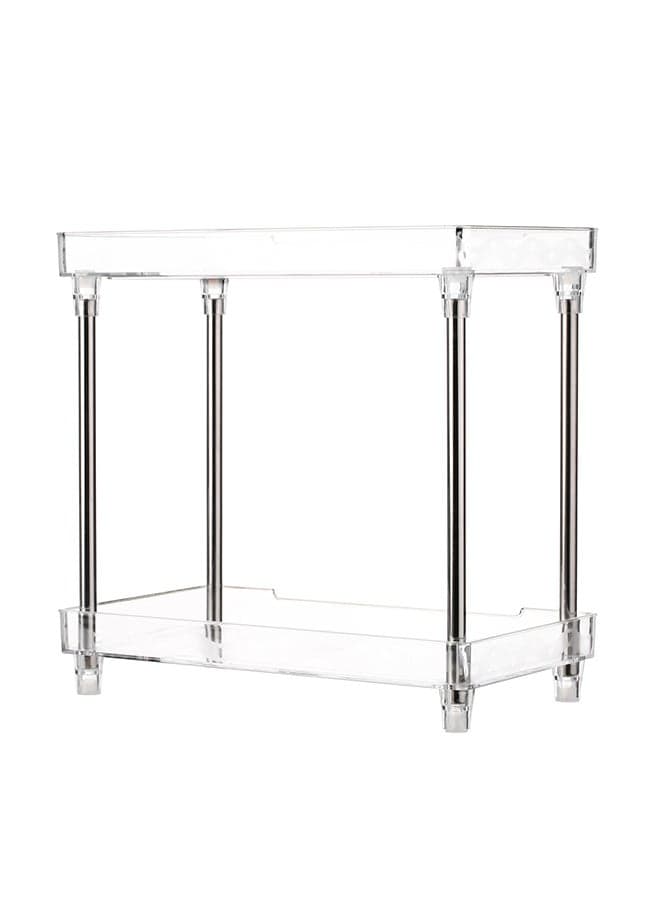 2-Tier Cosmetic Organizer Tray Storage Shelf Caddy Stand Clear