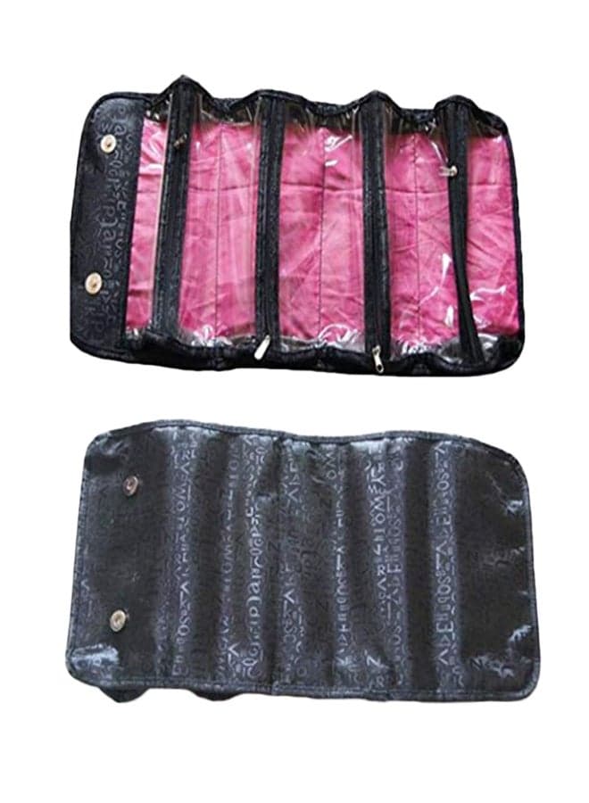 4 Layer Roll-up Foldable Makeup Storage Bag Black