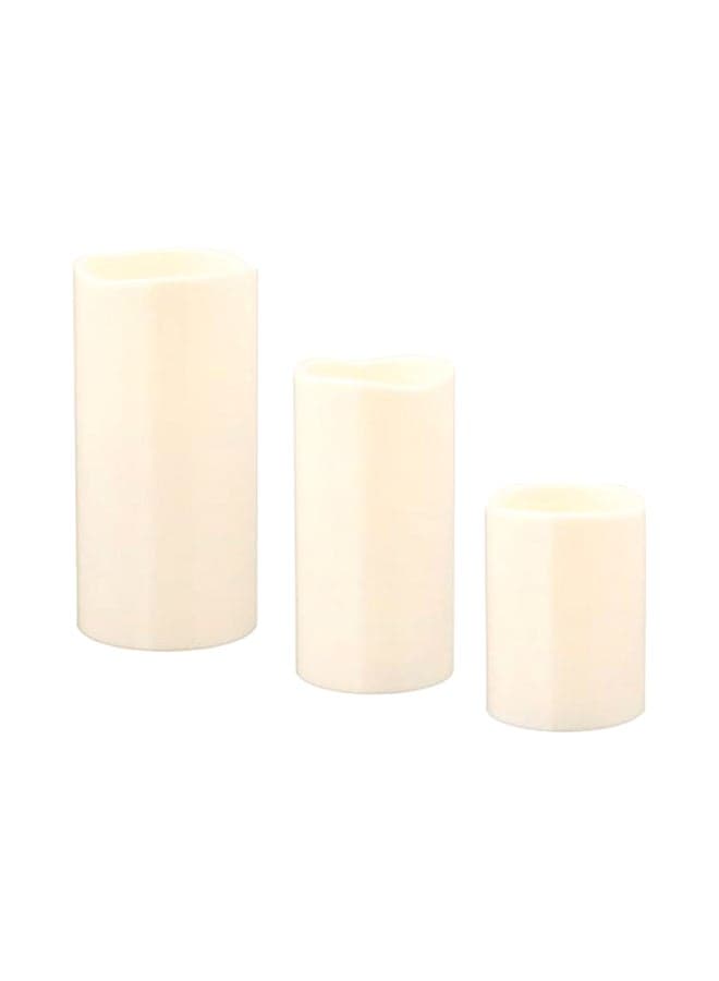 3-Piece Led Block Candle Set White 17x9x24cm