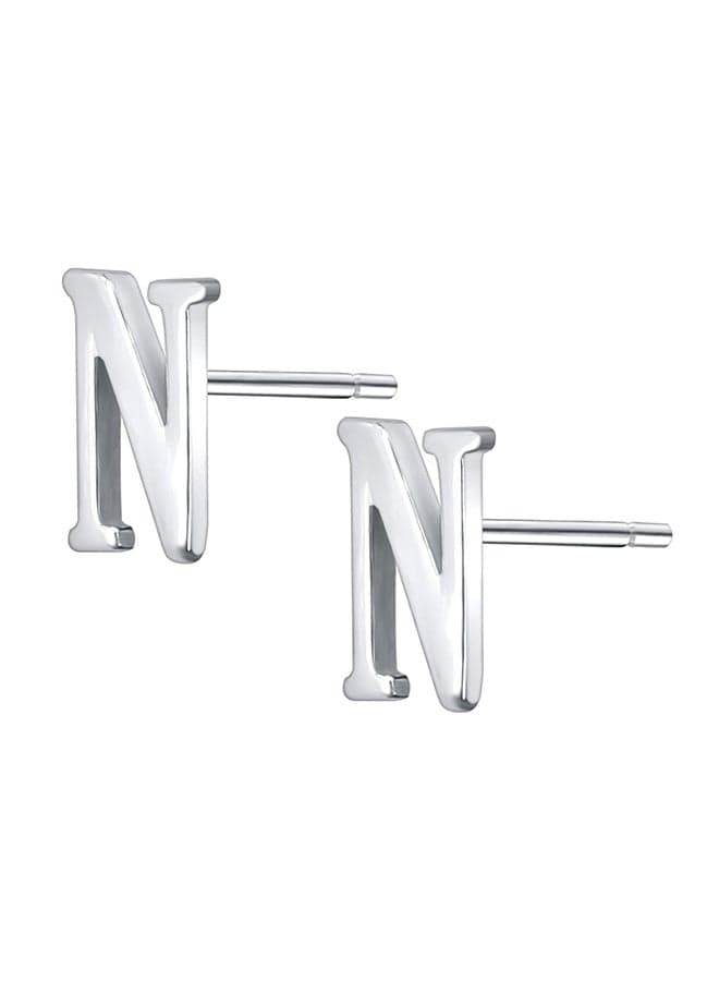 925 Sterling Silver Letter N Earrings