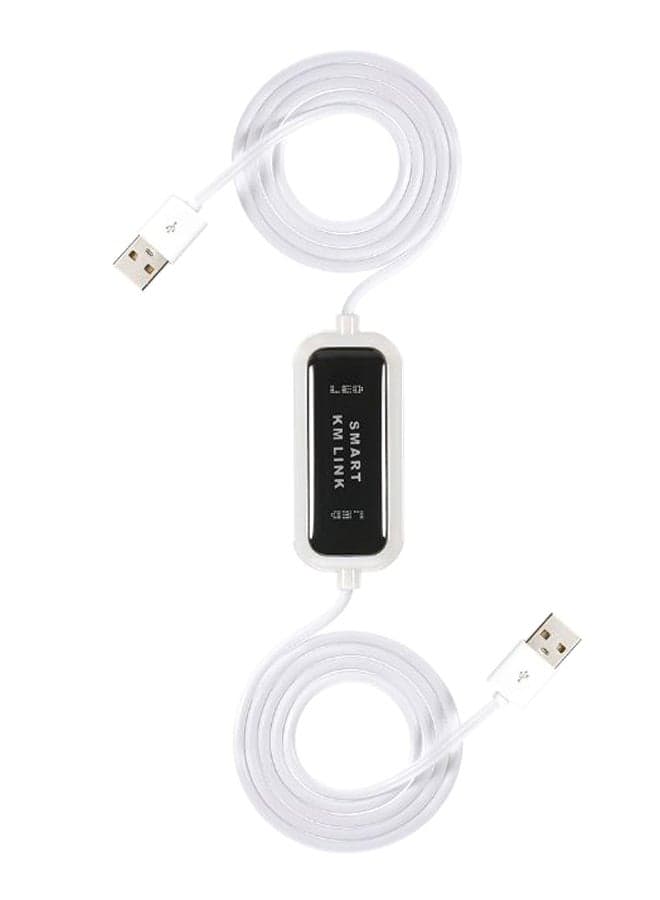 2-Port USB KM Keyboard Mouse Data Transfer Cable Black/White