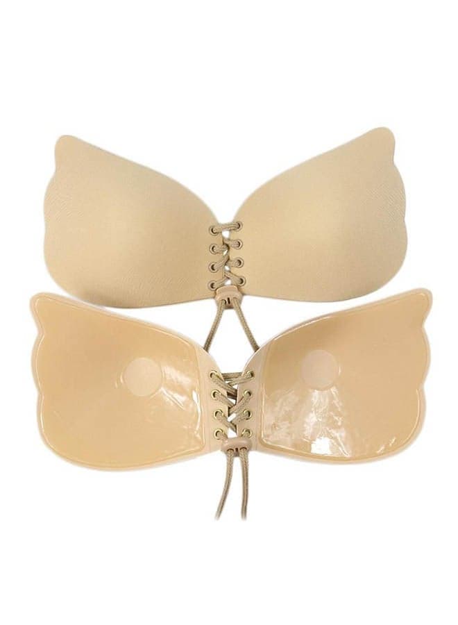 Backless And Strapless Silicone Bra Cup Beige