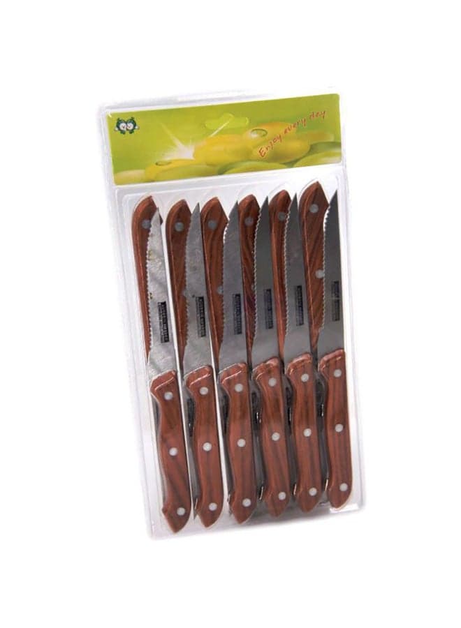 12-Piece Fruit Knife Set Brown/Silver