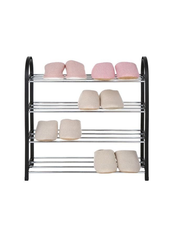 4-Tier Shoe Rack Black/Silver 58x5x18cm