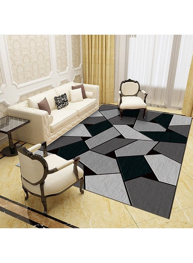 Luxurious Modern 3D Geometric Pattern Rectangular Anti-Slip Living Room Carpet, Polyester, Rectangle Multicolour 140x200cm