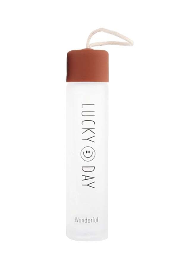Glass Water Bottle For Hot And Cold Drinks White/Brown 360ml
