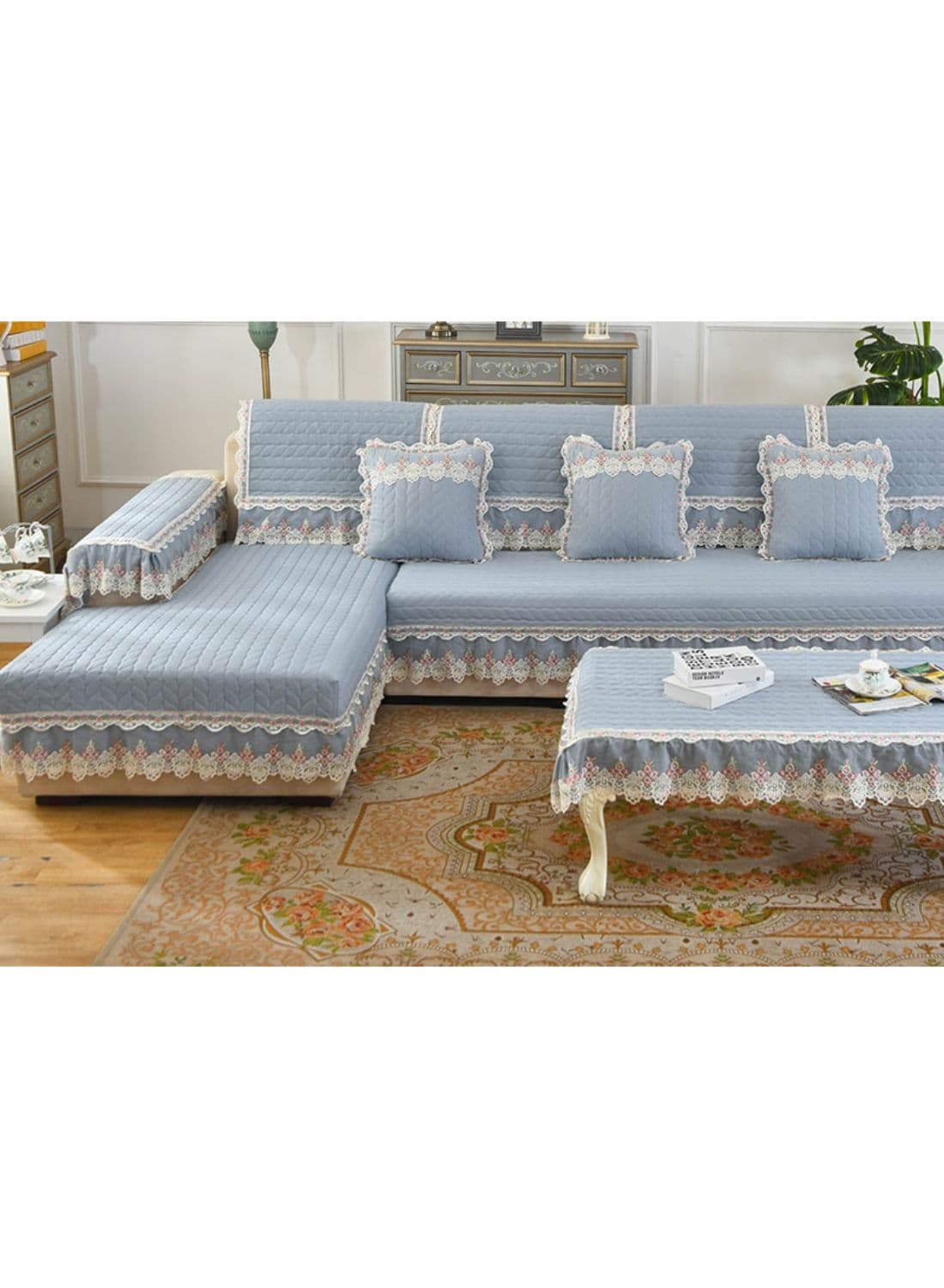 Floral Simple Pattern Sofa Slipcover Grey 70 x 70cm