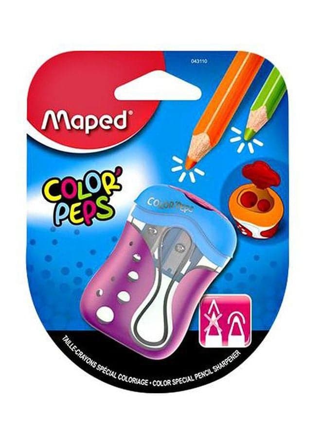2-Piece Double Hole Color Peps Sharpener Silver