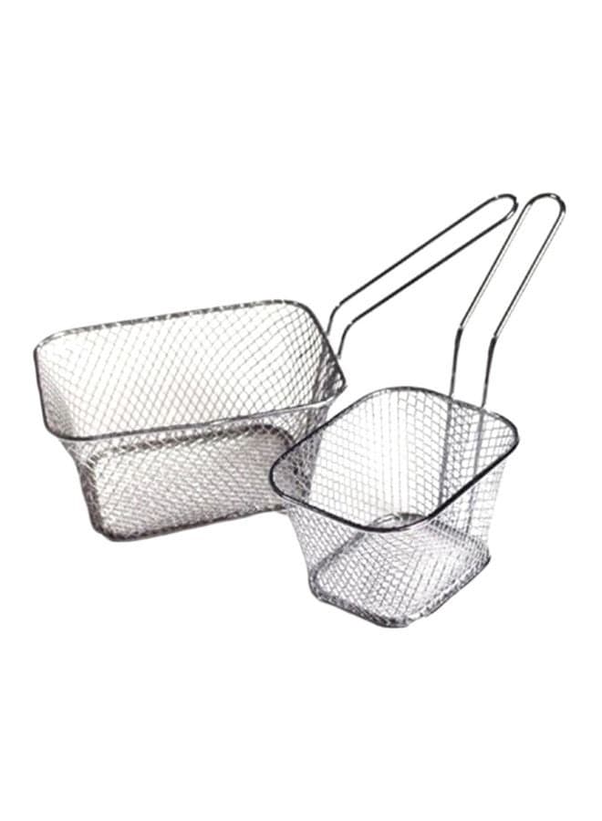 2-Piece Stainless Steel French Fries Basket Silver 142x108cm