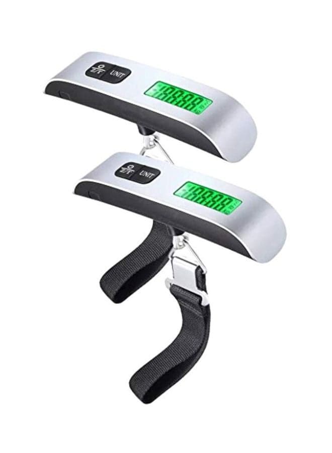 Pack Of 2 Weigh Away Digital Luggage Scale Silver/black
