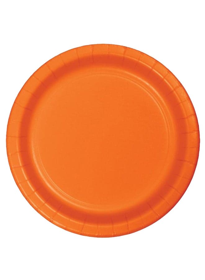 96-Piece Round Paper Dinner Plate Orange 7inch
