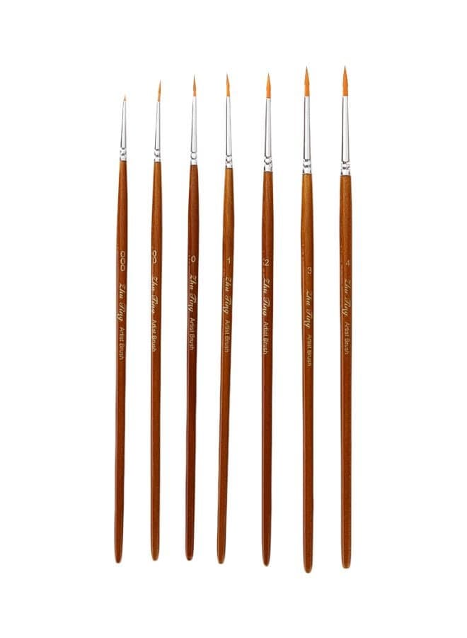 7-Piece Paint Brush Set Brown/Silver/Yellow