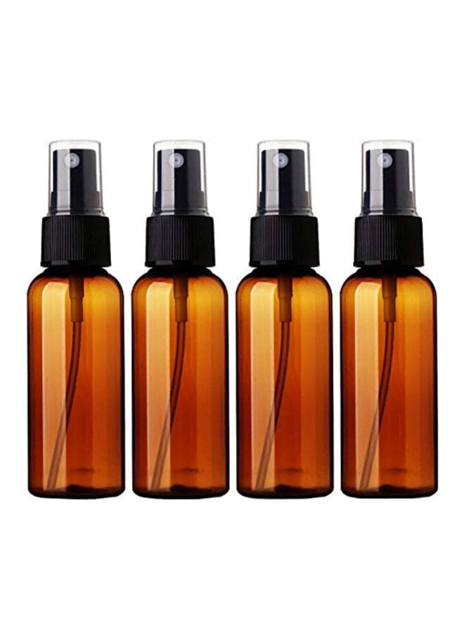 4-Piece Empty Plastic Fine Mist Spray Bottle Brown/Black
