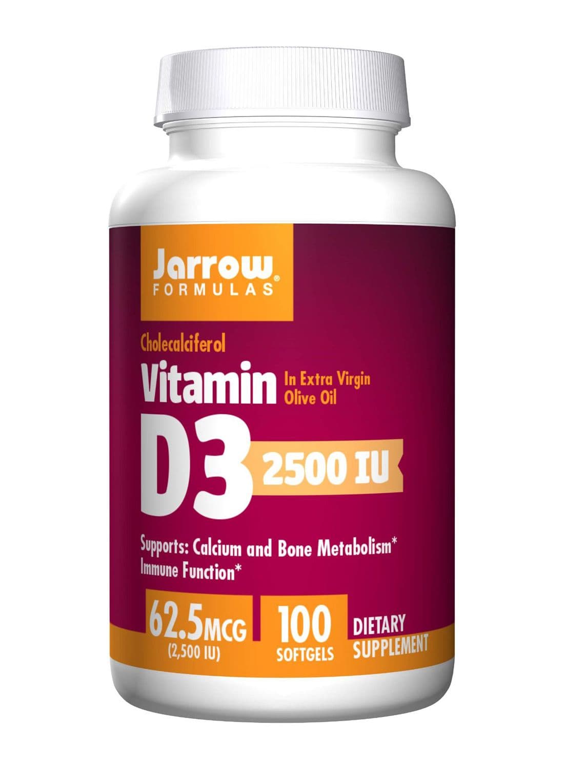 Vitamin D3 Dietary Supplement - 100 Softgels