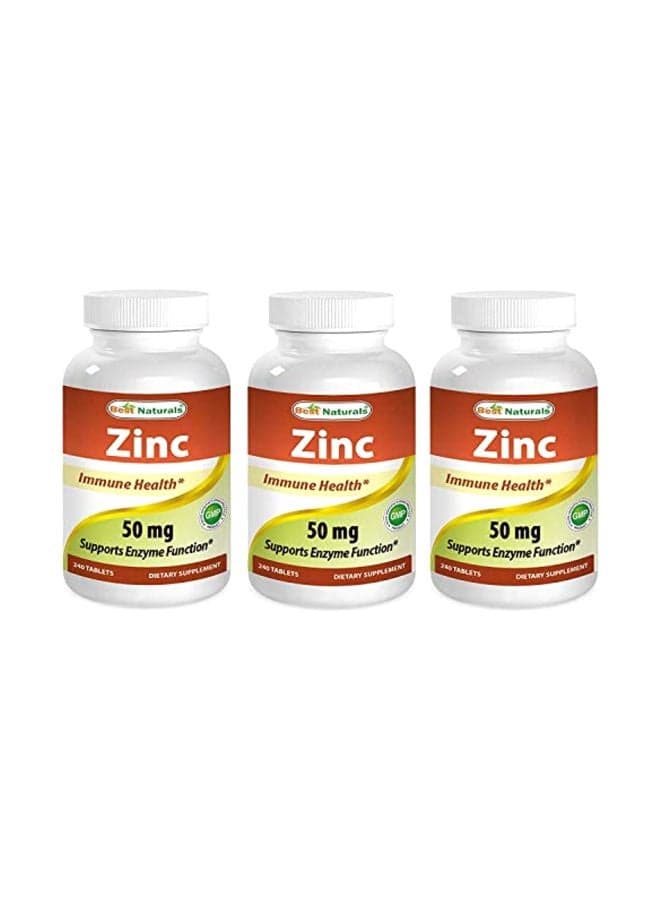 Pack Of 3 Zinc Dietary Supplement 50mg - 240 Tablets