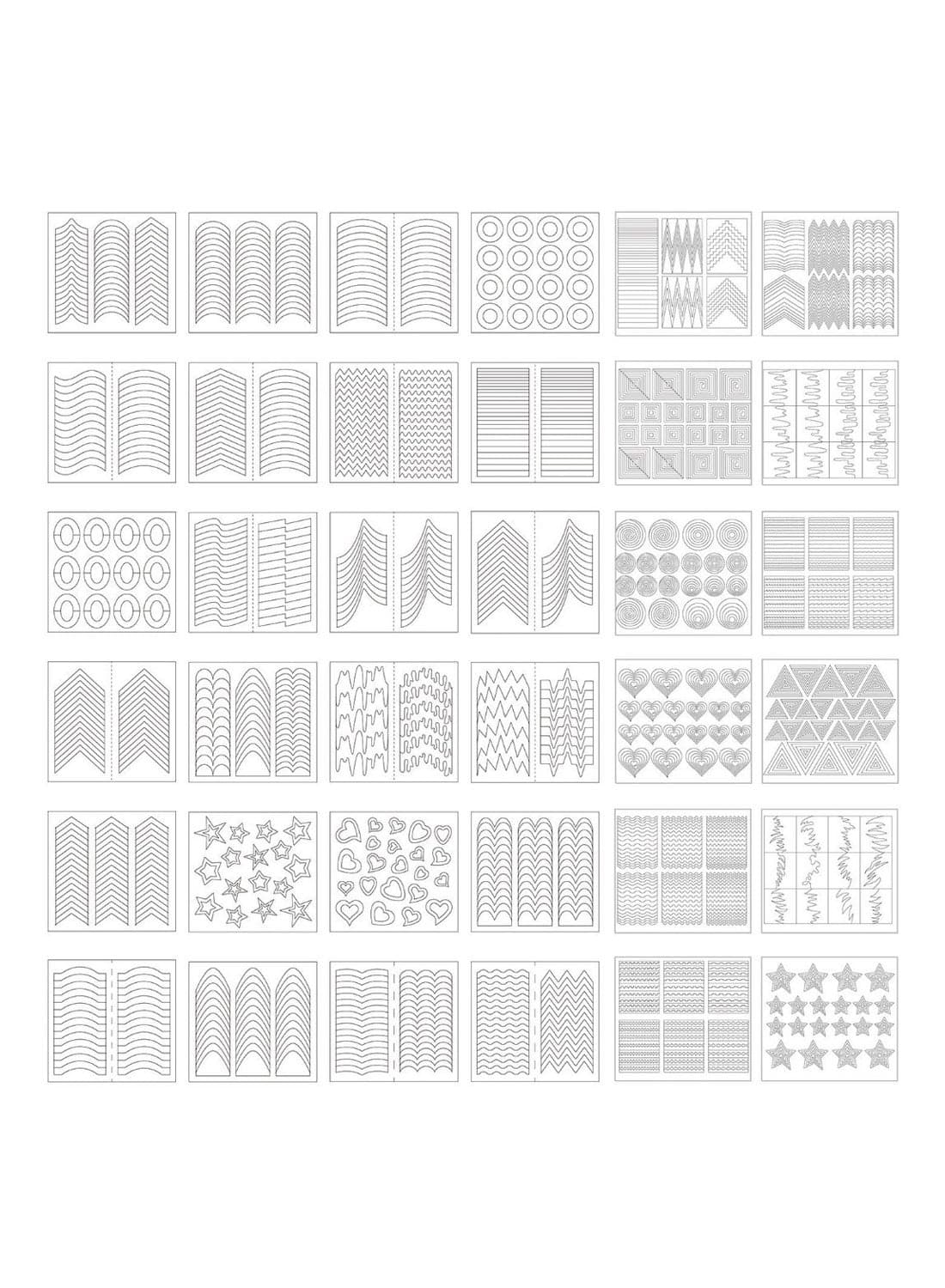 36-Sheet French Design Nail Art Stencil Stickers Black/White