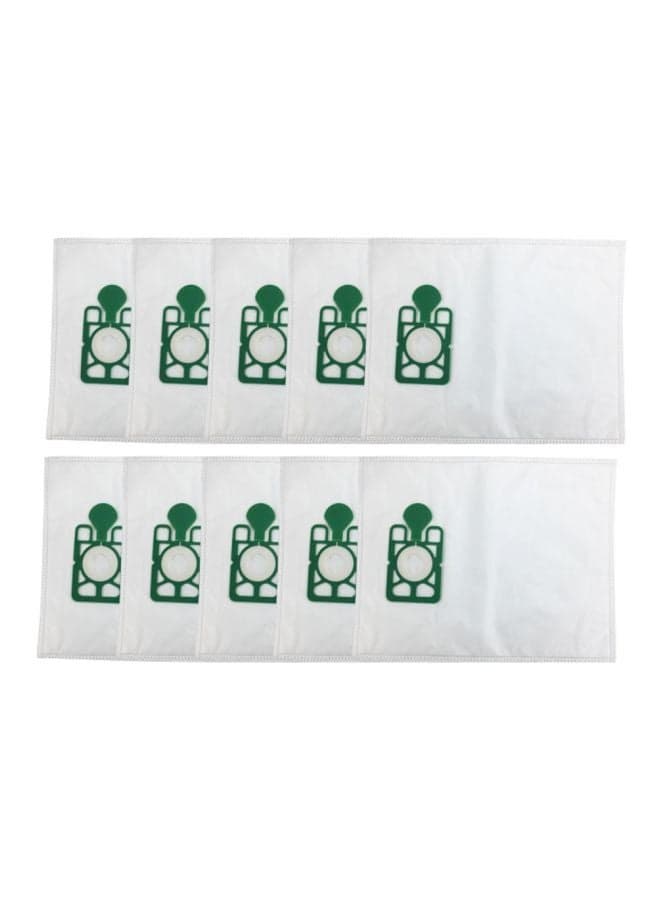 10-Piece Replacement Vacuum Cleaner Dust Bags White/Green 407x315cm