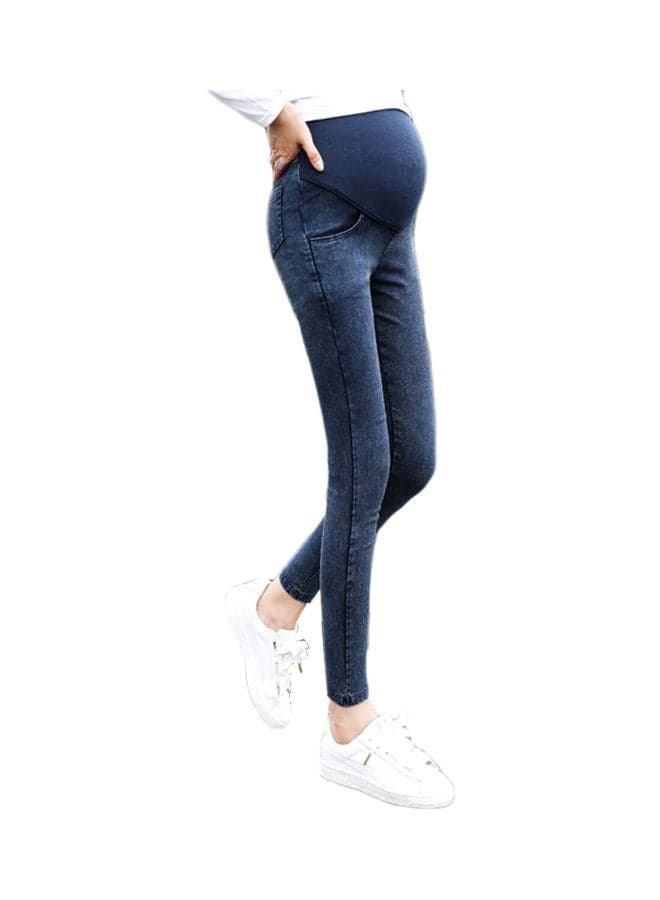 Cotton Blended Belly Support Pants Blue