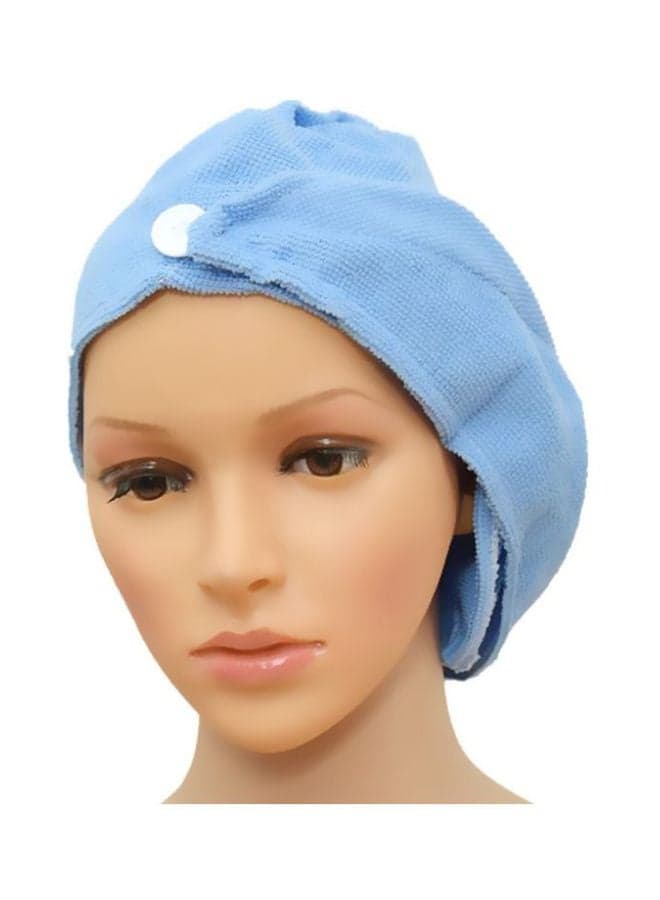 2-Piece Microfiber Hair Towel Wrap Set Blue 59x26cm