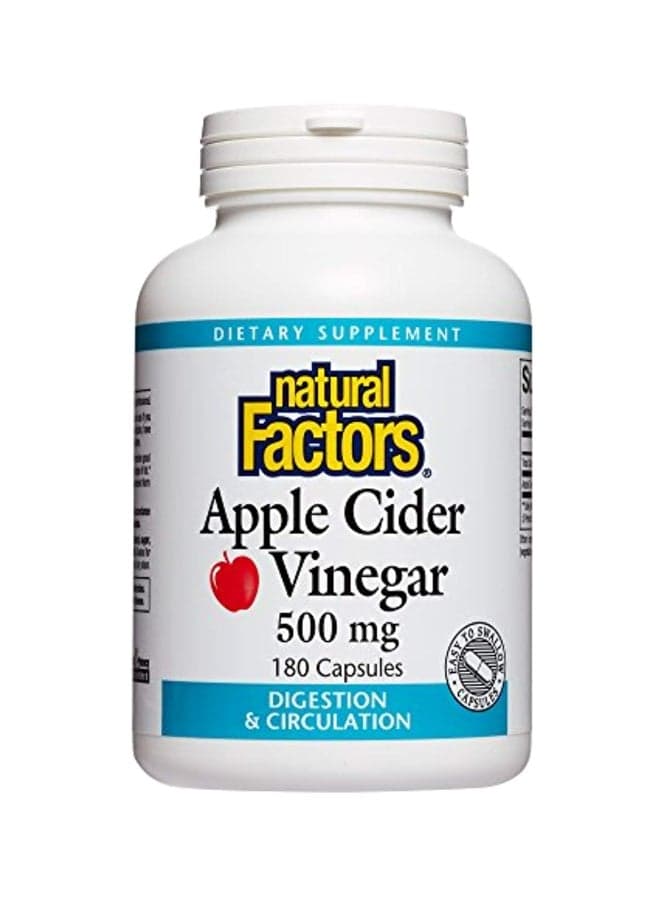 Apple Cider Vinegar 500 mg Dietary Supplement - 180 capsules