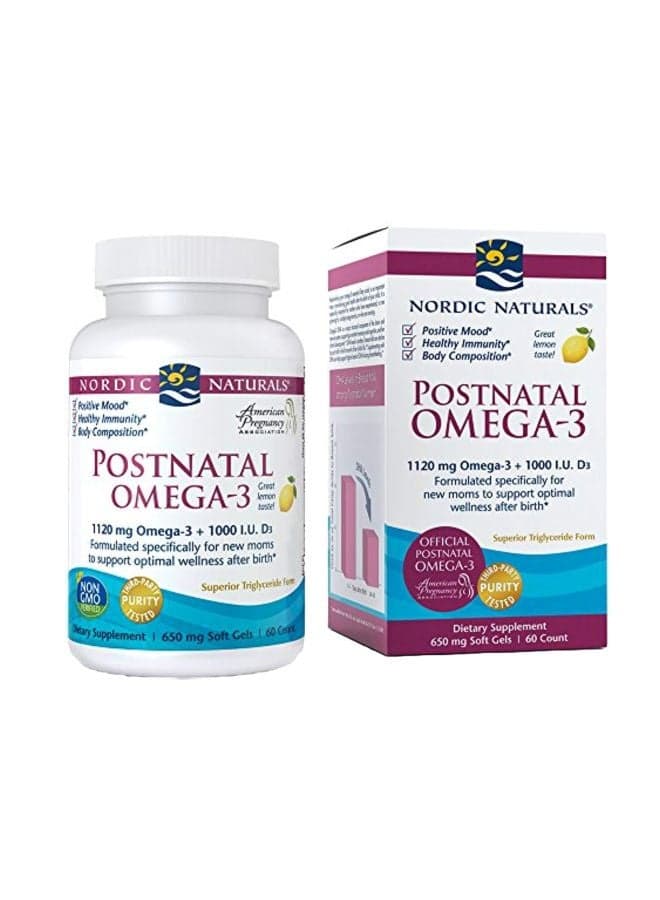 Postnatal Omega-3 650mg Dietary Supplement - 60 Softgels