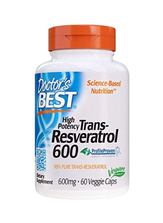 Trans-Resveratrol 600 Dietary Supplement 600mg - 60 Capsules