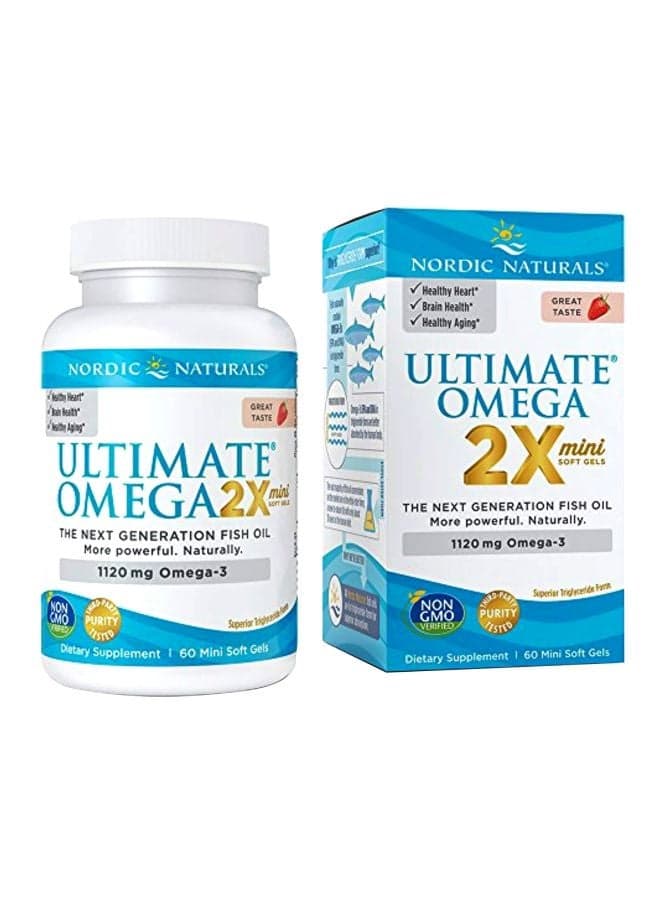 Ultimate Omega Dietary Supplement - Strawberry - 60 Softgels