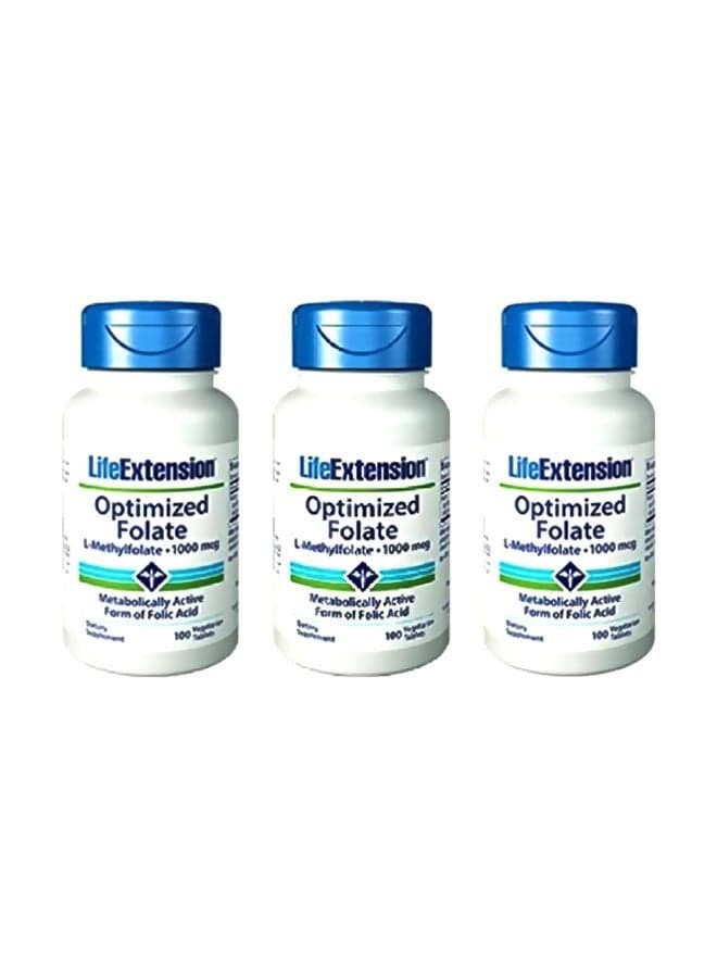 Pack Of 3 Optimized Folate 1000mcg - 100 Vegetarian Tablets