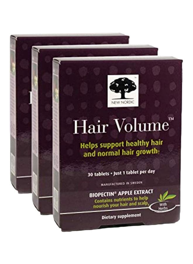 Pack Of 3 Hair Volume Dietary Supplement With Apple Extract - 30 Capsules
