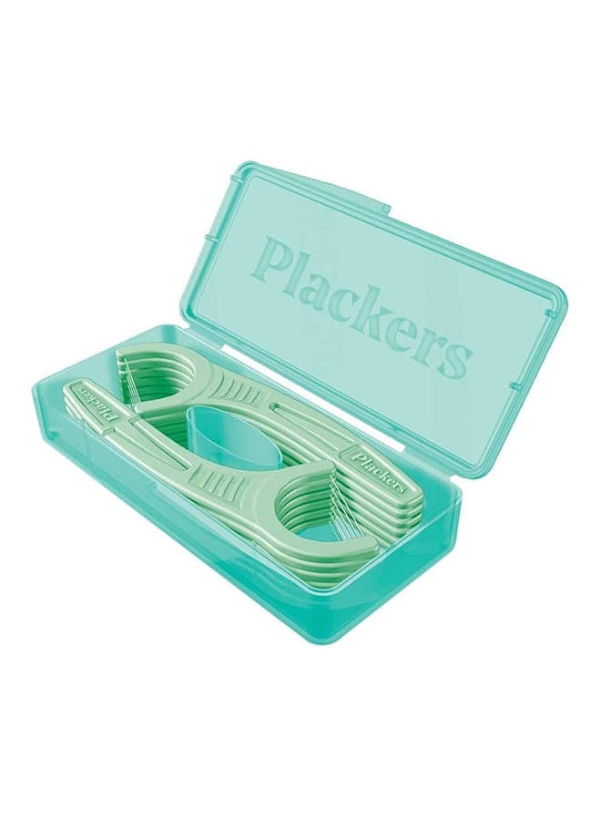 Pack Of 6 Micro Mint Dental Flossers With Travel Case Green