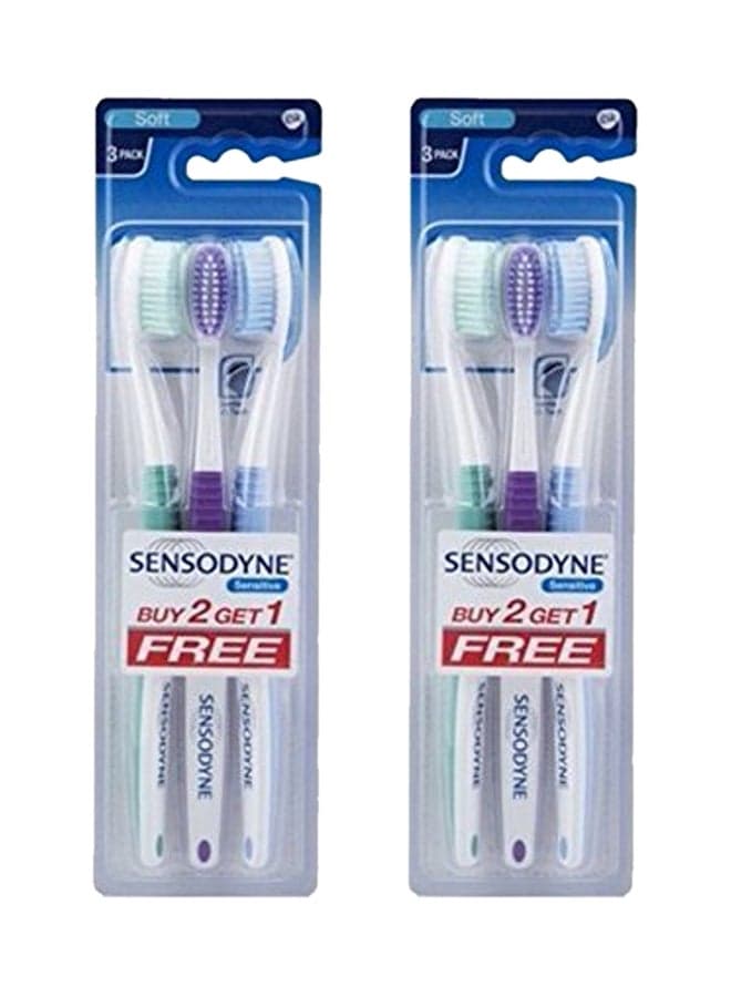 Pack Of 3 Sensitive Toothbrush Multicolour