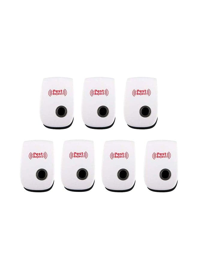 7-Piece Ultrasonic Pest Repeller Set White 4inch