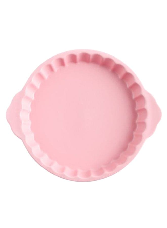 Chrysanthemum Ceramic Round Ovendish With Handle Pink 8inch