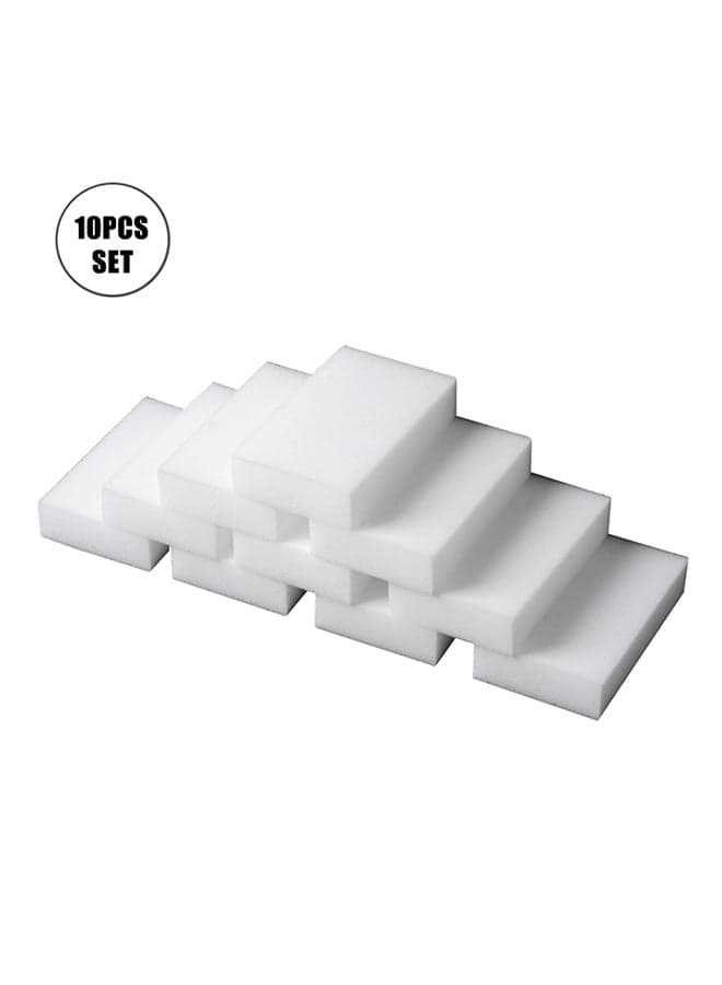 10-Piece Cleaning Sponges Set White 20x6x10cm
