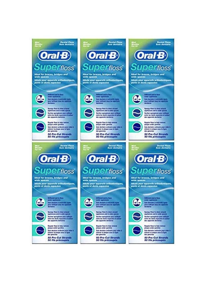 Pack Of 6 Super Floss Mint Dental Floss White