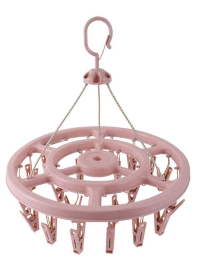 24 Clips Clothes Drying Rack Light Pink 38.4 x 36.5 x 6centimeter
