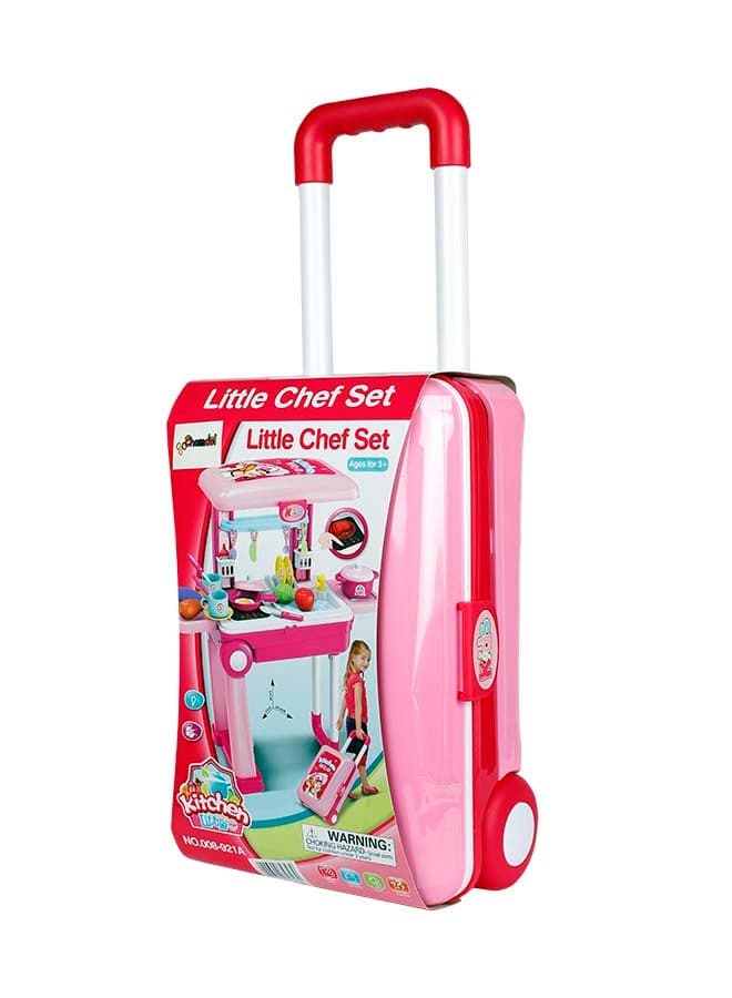 Portable Lightweight Compact Unique Detailed Design Pretend Little Chef Kitchen Trolley Play Set 15.40x9.60x5.30inch
