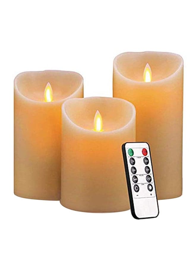 3-Piece Moving Wick Electric Led Candles Set White