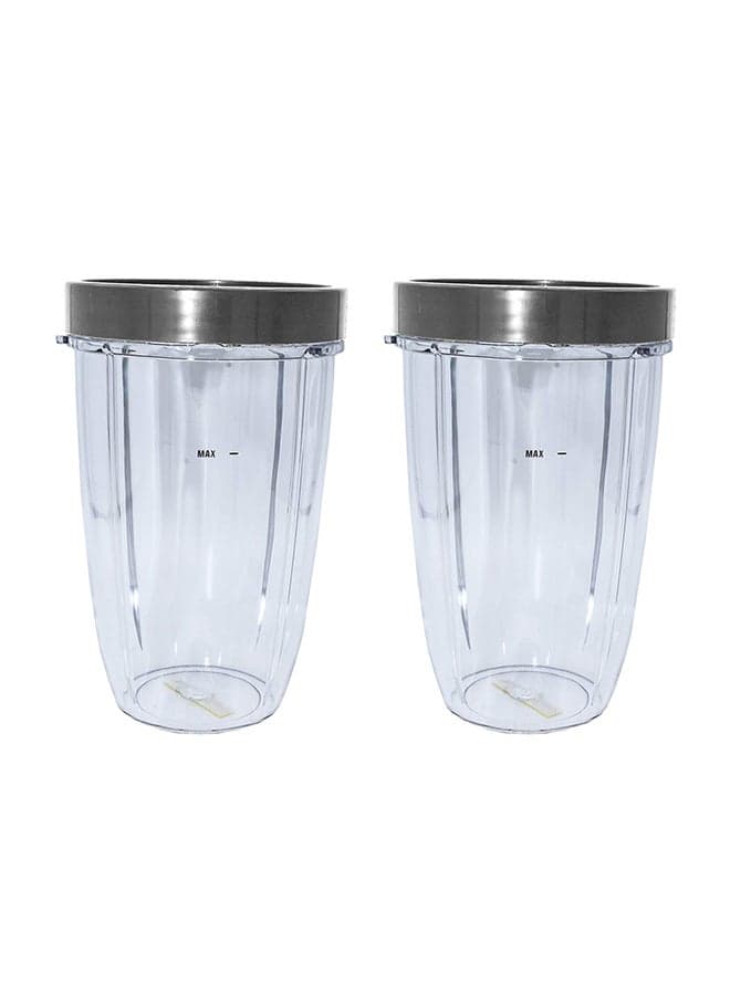 2 Piece Tall Cup And 2 Lip Ring For Nutribullet Clear/Grey