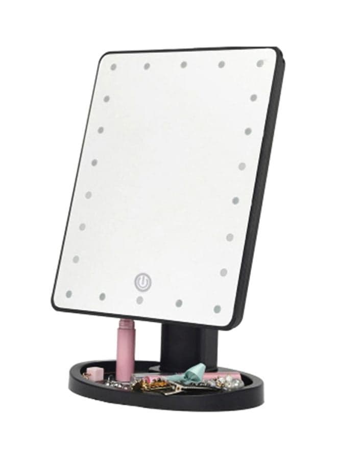 360 Degree Square LED Makeup Mirror Black