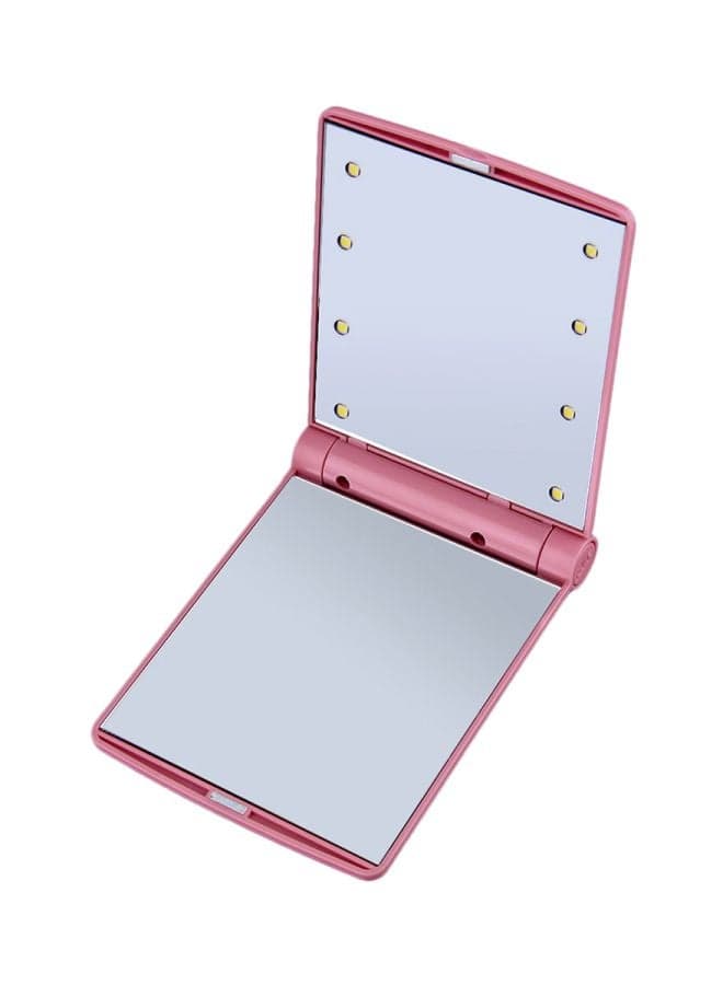 LED Facial Makeup Cosmetic Foldable Mirror Pink