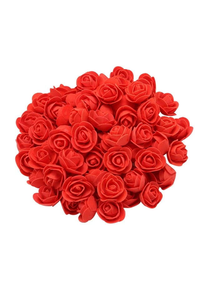 100-Piece Simulation PE Foam Rose Flower Heads Red 3.5centimeter