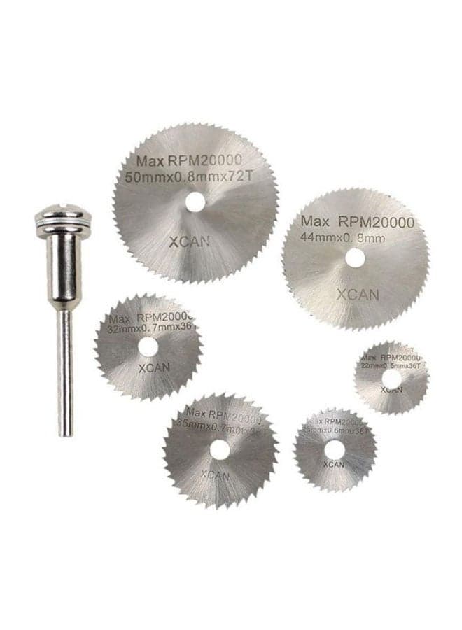 7-Piece Circular Saw Blade Cutting Disc Set Silver 22cm