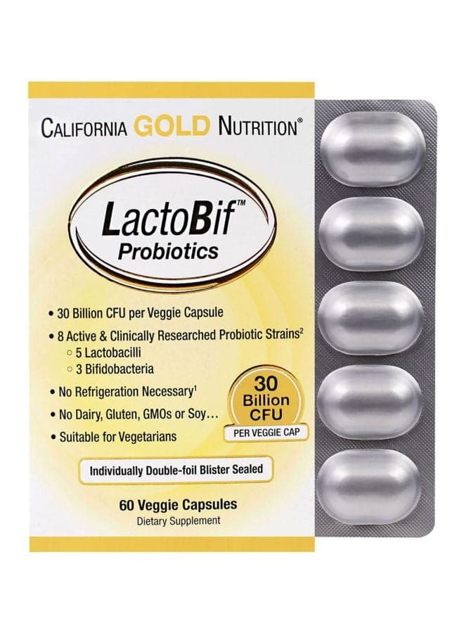 Lactobif Probiotics 30 Billion CFU Diatery Supplement - 60 Veg Capsules