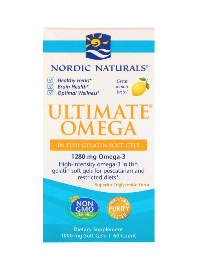 Lemon Flavoured Ultimate Omega Xtra Dietary Supplement - 60 Softgels