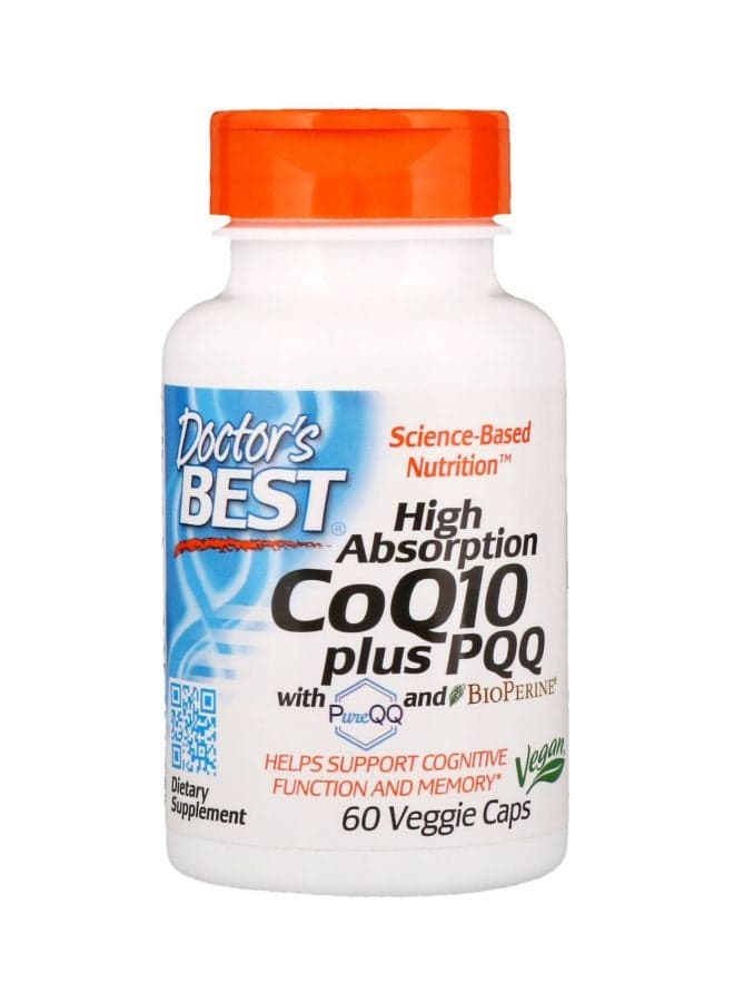 High Absorption CoQ10 Plus PQQ Dietary Supplement - 60 Veggie Caps