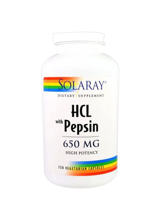 HCL With Pepsin High Potency 650mg - 250 Vegetarian Capsules