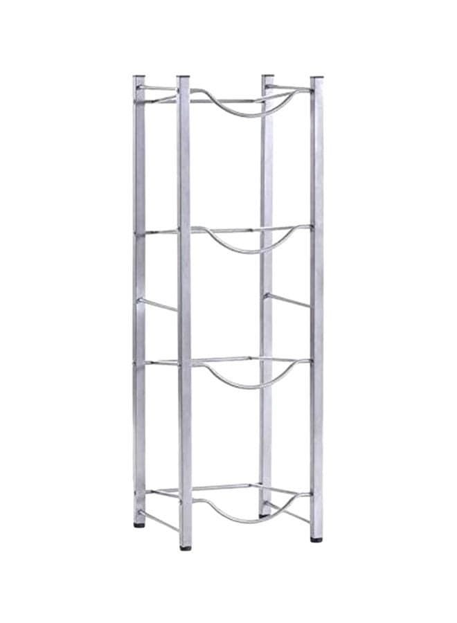4-Compartment Metal Water Bottle Stand Grey 108cm