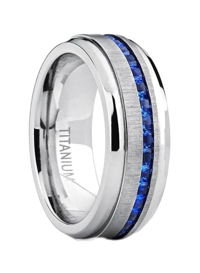 Titanium Steel Czech Crystal Diamond Studded Ring
