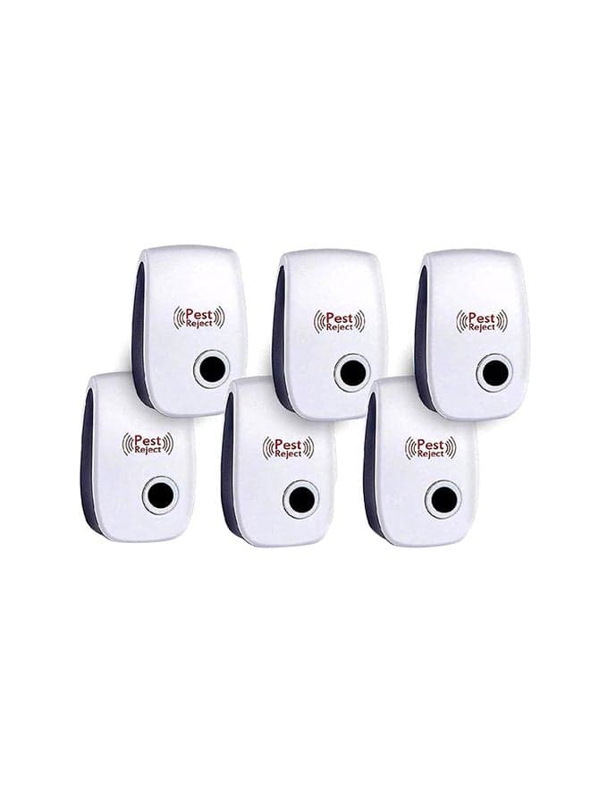 6-Piece Ultrasonic Pest Repeller Set White 4inch